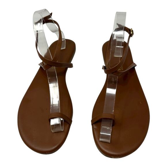 TKEES Brown Leather Strappy Flat Sandals Women’s Size 10 - Picture 5 of 9